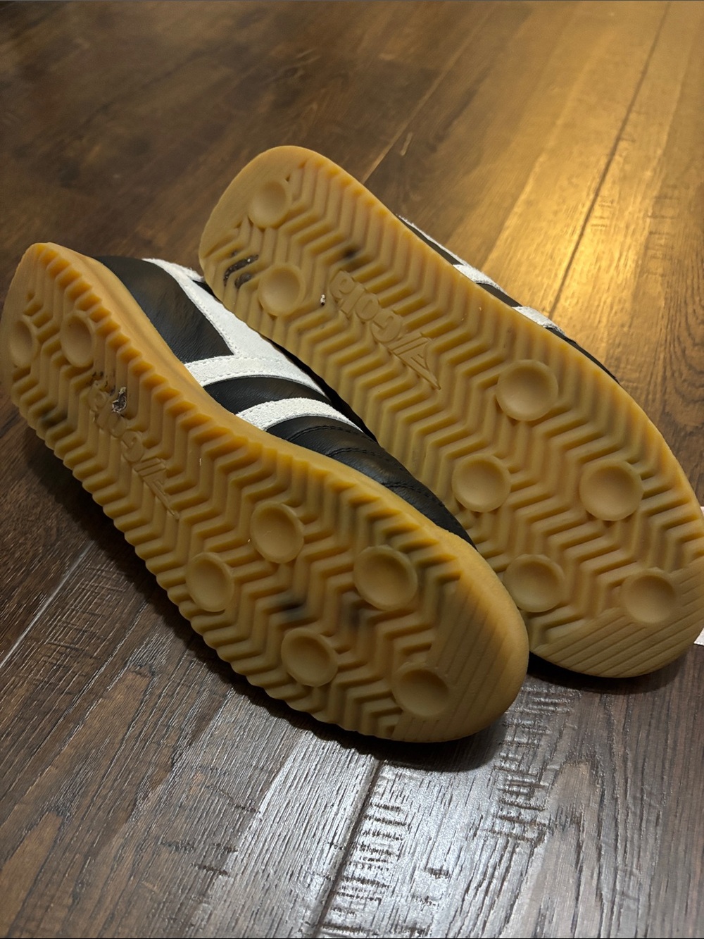 Gola x Anthropolgie Black Leather Sneakers with White Stripes &Pink Ribbon Laces - Picture 7 of 7